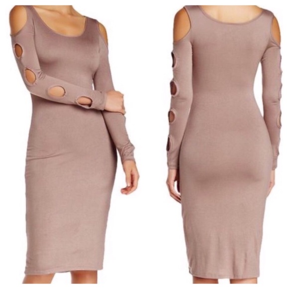 HailJax Dresses & Skirts - Cold Shoulder Cutout Midi